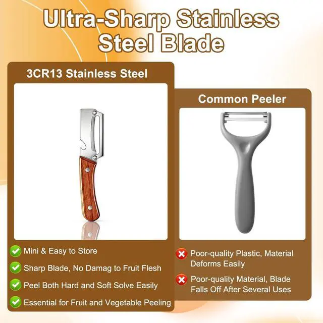 Alt view image 6 of 7 - 2 PCS Multi-Functional Vegetable Peeler for Kitchen, 2 in 1 Stainless Steel Vegetable Peeler with Wooden Handle and Bottle Opener, Kitchen Tool for Vegetables or Fruits that Need to Be Peeled