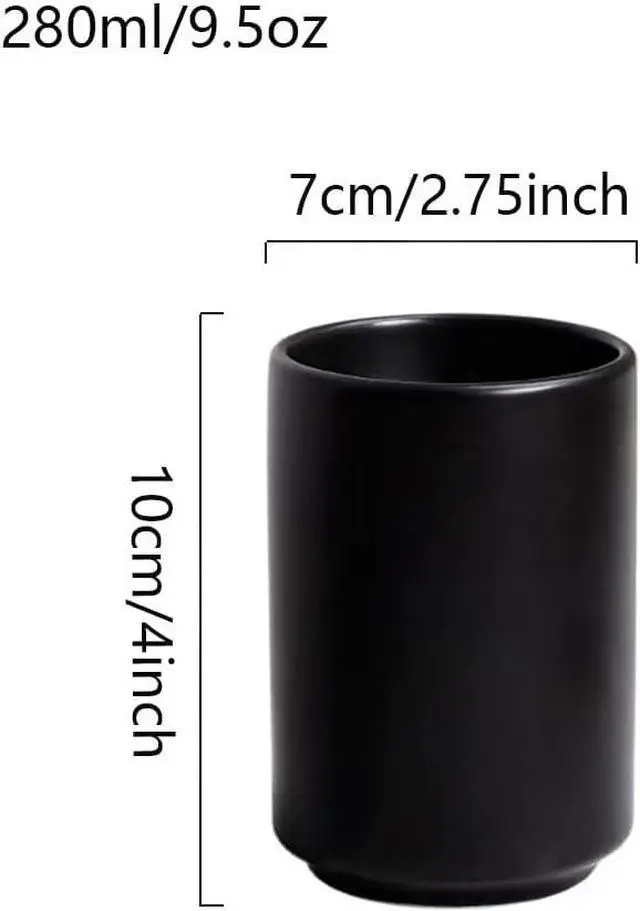Main image of Japanese Simple Black and White Style, handleless Ceramic Mug, Tea Cup, Toothbrush Holder, Coffee Cups (Black)