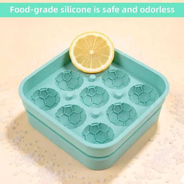 Alt view image 6 of 7 - Soccer Ice Cube Tray - 9 Cavity 3D Football Silicone Ice Mold for Drinks, BPA-Free Food Grade Silicone, Easy Release Ice Cube Maker for Whiskey, Cocktails, Party, World Cup Gift (Green)