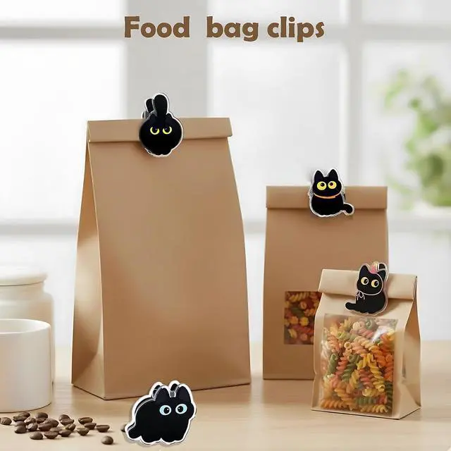Alt view image 4 of 7 - 8 PCS Cute Chip Clips, Food Bag Clips, Funny Cat Shaped | Acrylic Kitchen Snacks Clip for Airtight Seal Food Storage, Paper Storage