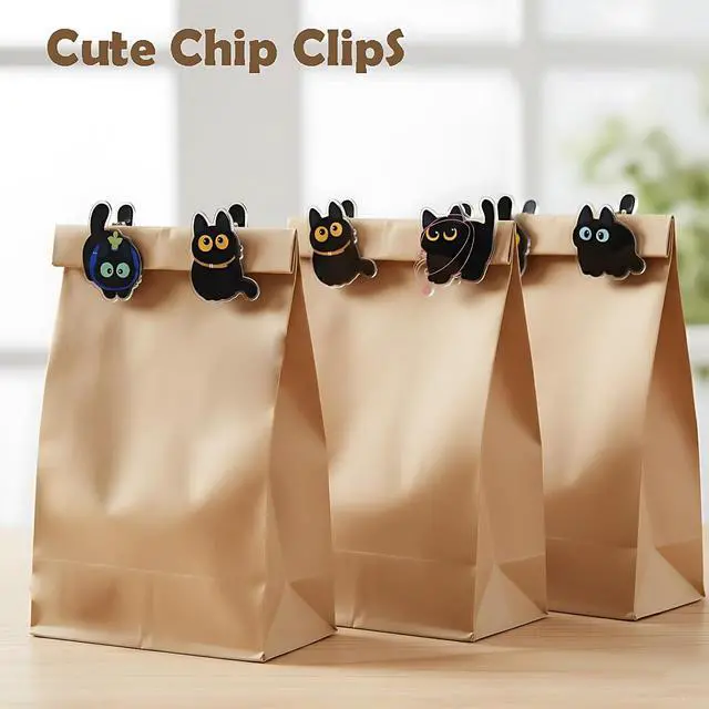 Alt view image 6 of 7 - 8 PCS Cute Chip Clips, Food Bag Clips, Funny Cat Shaped | Acrylic Kitchen Snacks Clip for Airtight Seal Food Storage, Paper Storage