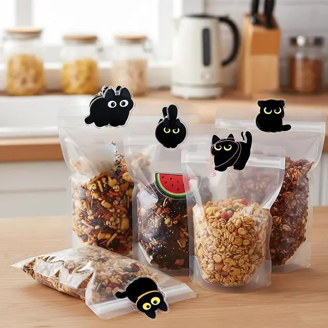 Alt view image 2 of 7 - 8 PCS Cute Chip Clips, Food Bag Clips, Funny Cat Shaped | Acrylic Kitchen Snacks Clip for Airtight Seal Food Storage, Paper Storage