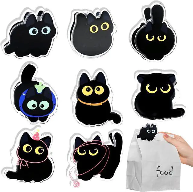 Main image of 8 PCS Cute Chip Clips, Food Bag Clips, Funny Cat Shaped | Acrylic Kitchen Snacks Clip for Airtight Seal Food Storage, Paper Storage