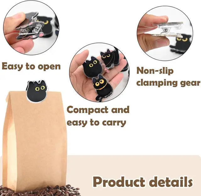 Alt view image 3 of 7 - 8 PCS Cute Chip Clips, Food Bag Clips, Funny Cat Shaped | Acrylic Kitchen Snacks Clip for Airtight Seal Food Storage, Paper Storage