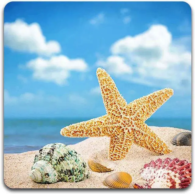 Alt view image 2 of 5 - Beach Shells Square Coaster Set - Made of Recycled Rubber - Set of 4