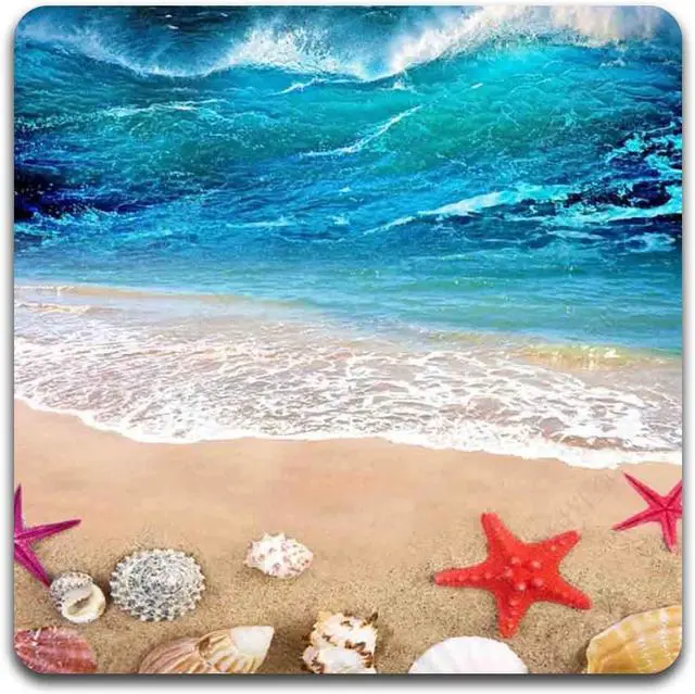 Alt view image 4 of 5 - Beach Shells Square Coaster Set - Made of Recycled Rubber - Set of 4