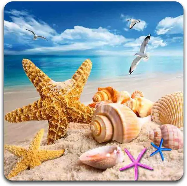 Alt view image 5 of 5 - Beach Shells Square Coaster Set - Made of Recycled Rubber - Set of 4