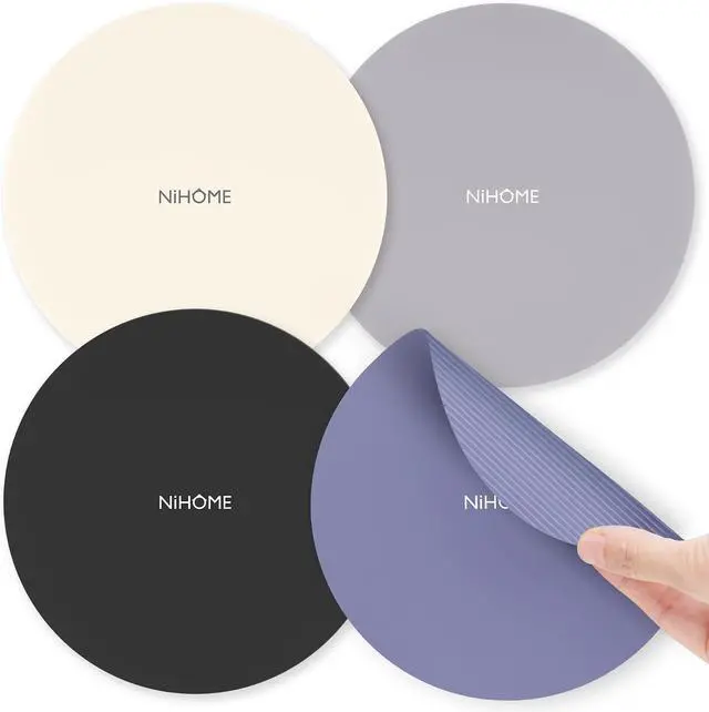 Main image of NiHome Silicone Jar Opener Gripper Pads, 6 In for Seniors, Neutral, 4 Pack | Textured Back Pattern For Superior Grip, Food-Grade Silicone, Heat-Resistant Multi-Use Kitchen Pad For Jars, Pots, Spoons