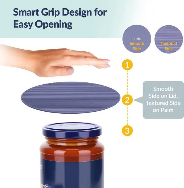 Alt view image 2 of 7 - NiHome Silicone Jar Opener Gripper Pads, 6 In for Seniors, Neutral, 4 Pack | Textured Back Pattern For Superior Grip, Food-Grade Silicone, Heat-Resistant Multi-Use Kitchen Pad For Jars, Pots, Spoons