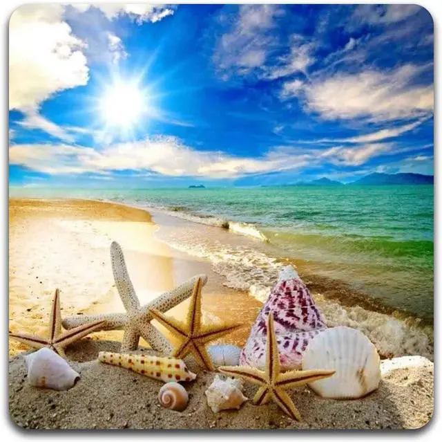 Alt view image 3 of 5 - Beach Shells Square Coaster Set - Made of Recycled Rubber - Set of 4