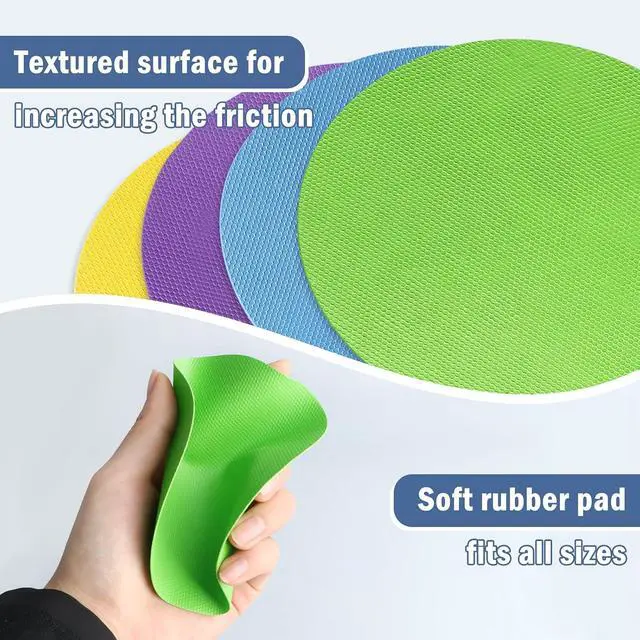 Alt view image 3 of 7 - Aixoom Rubber Jar Opener Pads Set of 4, Non-Slip Gripper Pads for Jars | For Seniors & Weak Hands, Heat-Resistant Trivet, Kitchen Coaster & Jar Lid Grip for Jars and Bottles (Circle)