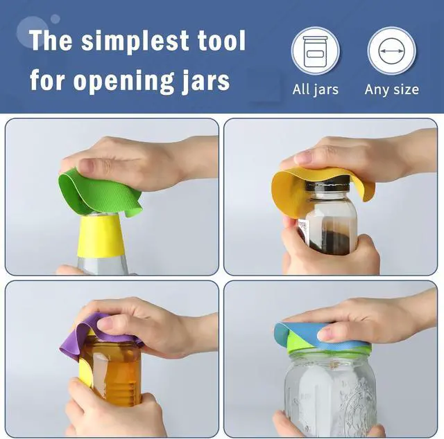 Alt view image 4 of 7 - Aixoom Rubber Jar Opener Pads Set of 4, Non-Slip Gripper Pads for Jars | For Seniors & Weak Hands, Heat-Resistant Trivet, Kitchen Coaster & Jar Lid Grip for Jars and Bottles (Circle)