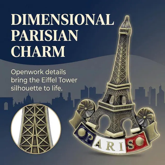 Alt view image 3 of 7 - 3D Metal Fridge Magnet Eiffel Tower Paris France Souvenir Gift Decor Refrigerator Magnets,Classic Landmarks Handmade Crafts Home Decoration, Kitchen Accessories,Kitchen Refrigerator Decor