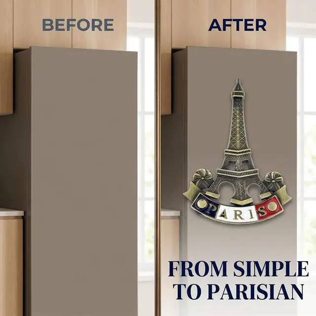 Alt view image 7 of 7 - 3D Metal Fridge Magnet Eiffel Tower Paris France Souvenir Gift Decor Refrigerator Magnets,Classic Landmarks Handmade Crafts Home Decoration, Kitchen Accessories,Kitchen Refrigerator Decor