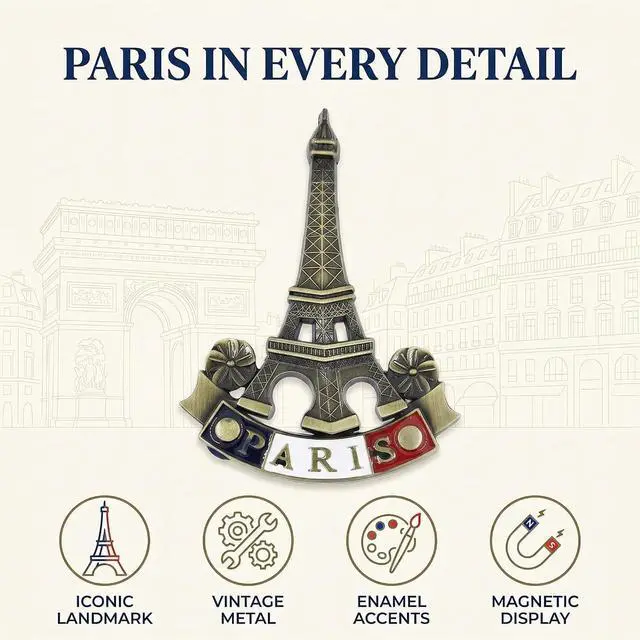 Alt view image 2 of 7 - 3D Metal Fridge Magnet Eiffel Tower Paris France Souvenir Gift Decor Refrigerator Magnets,Classic Landmarks Handmade Crafts Home Decoration, Kitchen Accessories,Kitchen Refrigerator Decor