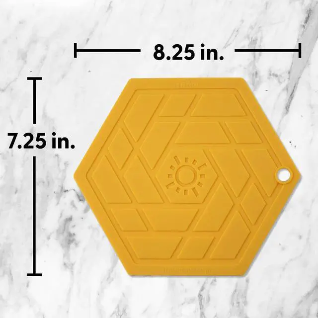 Alt view image 2 of 7 - Heat Resistant Silicone Trivet Mats - Non-Slip Hot Pads for Kitchen Countertops, Multipurpose Pot Holders, Food Grade & BPA Free - Set of 3, Durable and Easy to Clean (Yellow Mango)