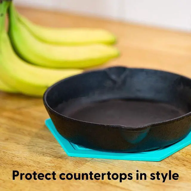 Alt view image 5 of 7 - Heat Resistant Silicone Trivet Mats - Non-Slip Hot Pads for Kitchen Countertops, Multipurpose Pot Holders, Food Grade & BPA Free - Set of 3, Durable and Easy to Clean (Yellow Mango)