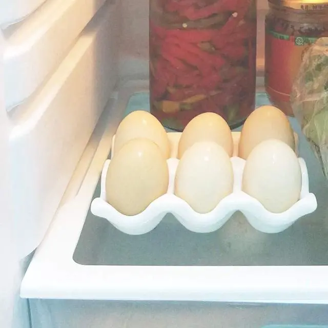 Alt view image 6 of 7 - Ceramic Egg Holder 6 Cups Egg Tray Container for Fridge & Countertop | White, Polished Surface, with Non-Slip Base | Porcelain Holder for Half Dozen Eggs for Refrigerator
