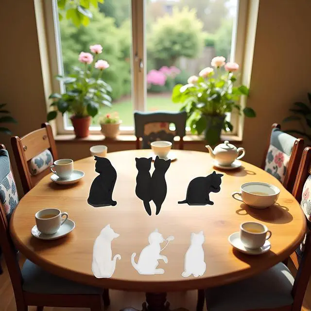 Alt view image 3 of 7 - 6Pcs Black and White Heat-resistant Silicone Tea Bag Clips Set of 6 Cartoon Cat-shaped Reusable Holders for Bags Drink Markers Food Tea Accessories
