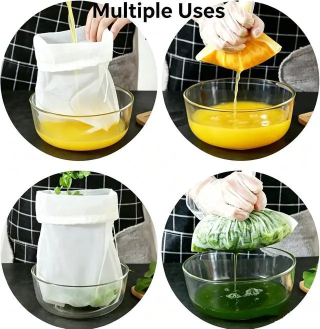 Alt view image 2 of 7 - Reusable Ultra Fine Mesh Strainer Bag, 2Pcs Multi-Use | Nylon Filter,Food Grade Filtration Bag for Cold Brew Coffee Tea Beer Celery Almond Yogurt Juice Cheese Making (200Mesh)