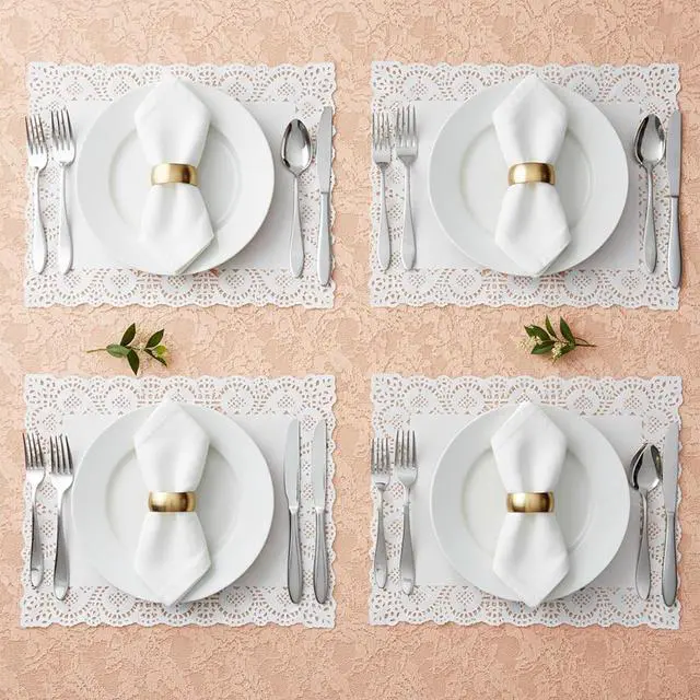 Alt view image 7 of 7 - 50 Pcs Rectangle Paper Doilies, 9.8 x 13.7 Inch White Lace Disposable Paper Placemats Doilies for Wedding Birthday Cakes, Dessert Trays, Table Furniture, Party Tableware Food Decoration