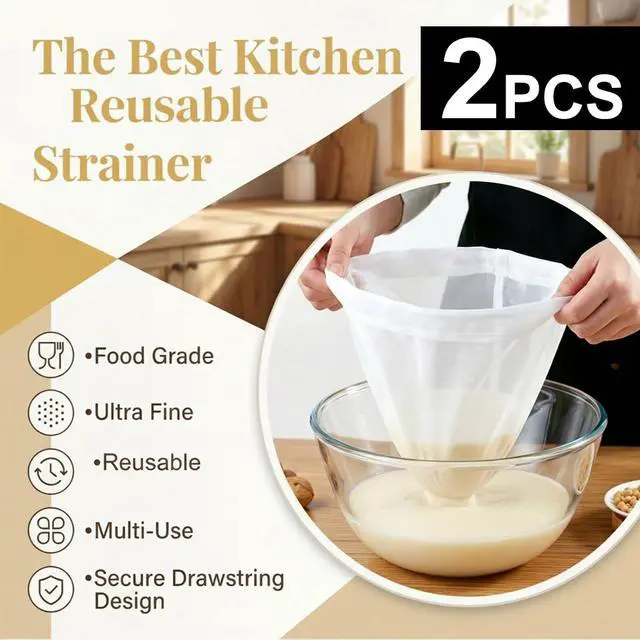 Alt view image 7 of 7 - Reusable Ultra Fine Mesh Strainer Bag, 2Pcs Multi-Use | Nylon Filter,Food Grade Filtration Bag for Cold Brew Coffee Tea Beer Celery Almond Yogurt Juice Cheese Making (200Mesh)