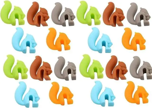 Main image of 20Pcs Cute Squirrel Shape Silicone Tea Bag Holder Cup, Hanging Tool for Mug, Candy Colors Gift Set, Drink Markers for Coffee and Espresso