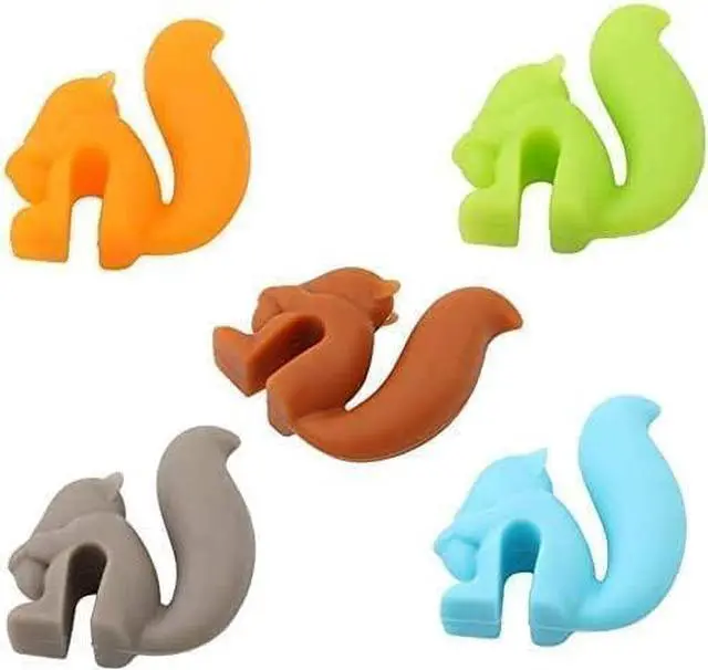 Alt view image 2 of 6 - 20Pcs Cute Squirrel Shape Silicone Tea Bag Holder Cup, Hanging Tool for Mug, Candy Colors Gift Set, Drink Markers for Coffee and Espresso