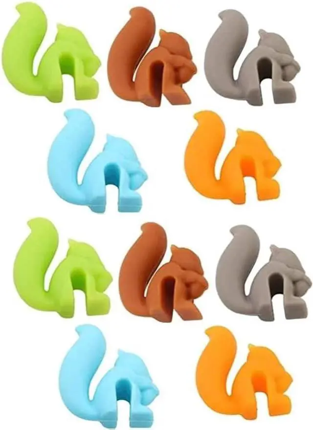 Alt view image 5 of 6 - 20Pcs Cute Squirrel Shape Silicone Tea Bag Holder Cup, Hanging Tool for Mug, Candy Colors Gift Set, Drink Markers for Coffee and Espresso