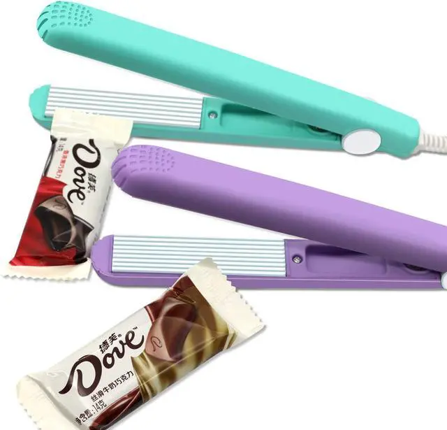 Main image of 2 PACK Mini Bag Sealer Heat Seal, Handheld Food Sealer Bag Resealer for Food Storage, Portable Smart Heat Sealer Machine with 45 Power Cable for Chip Bags, Plastic Bags, Snack Bags (green+purple)