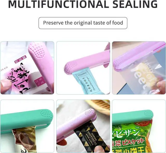 Alt view image 5 of 6 - 2 PACK Mini Bag Sealer Heat Seal, Handheld Food Sealer Bag Resealer for Food Storage, Portable Smart Heat Sealer Machine with 45 Power Cable for Chip Bags, Plastic Bags, Snack Bags (green+purple)