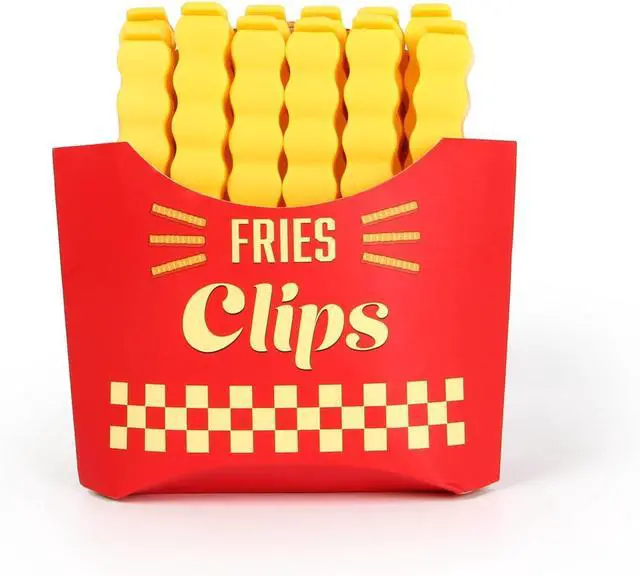 Main image of French Fry Food Bag Clips Set with Magnetic Chip Box, 12PCS | for Kitchen Snack Sealing, Fun Fridge Accessories Gift