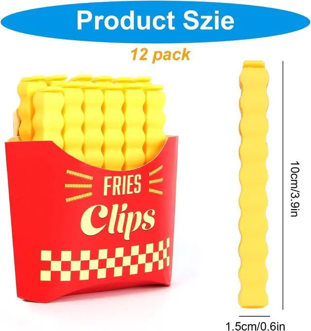 Alt view image 2 of 7 - French Fry Food Bag Clips Set with Magnetic Chip Box, 12PCS | for Kitchen Snack Sealing, Fun Fridge Accessories Gift