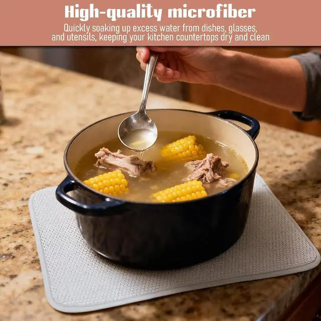 Alt view image 4 of 7 - Microfiber Small Dish Drying Mat, Absorbent Dish Drying Mats for Kitchen Counter, 15.74 X 11.8 Inch, Dishes Dry Pad for Countertops Sinks Draining Racks (Gray)