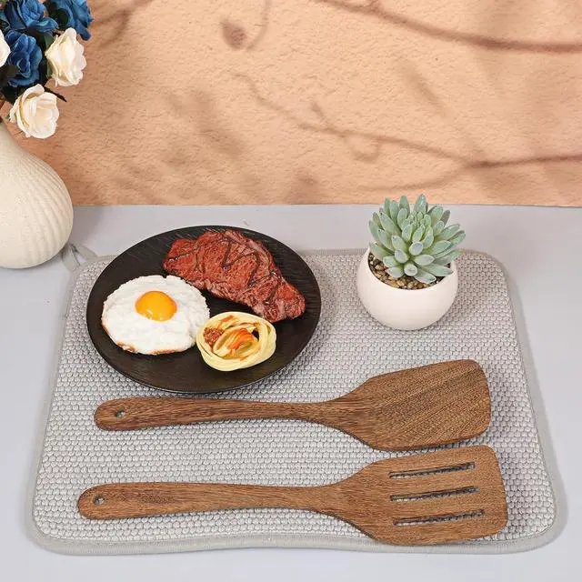 Alt view image 7 of 7 - Microfiber Small Dish Drying Mat, Absorbent Dish Drying Mats for Kitchen Counter, 15.74 X 11.8 Inch, Dishes Dry Pad for Countertops Sinks Draining Racks (Gray)