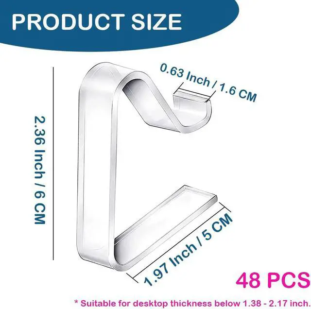 Alt view image 2 of 5 - 48PCS Large Clear Tablecloth Clips, Plastic Table Cloth Clips | Transparent Windproof Table Cover Clamps, Table Cloth Holder for Home Wedding Party Indoor Outdoor Meeting Camping Picnic