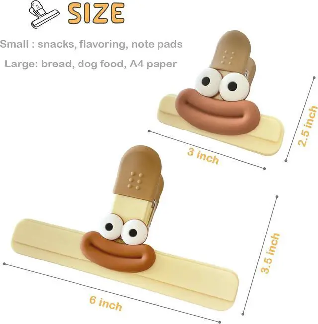 Alt view image 3 of 7 - 6 Pack Chip Bag Clips, Plastic Bag Clips for Chips Food Storage Cute Heavy Duty Seal (6 Small)