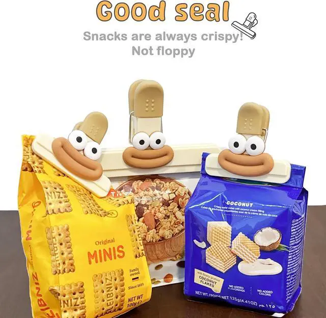 Alt view image 5 of 7 - 6 Pack Chip Bag Clips, Plastic Bag Clips for Chips Food Storage Cute Heavy Duty Seal (6 Small)