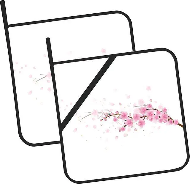 Main image of Cherry Blossom Pot Holders Set of 2 Heat Resistant & Non Slip Potholders, Japanede Sakura Oven Hot Pads for Kitchen Cooking Baking Barbecue