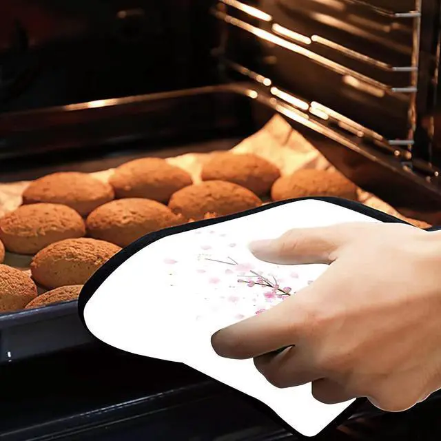 Alt view image 7 of 7 - Cherry Blossom Pot Holders Set of 2 Heat Resistant & Non Slip Potholders, Japanede Sakura Oven Hot Pads for Kitchen Cooking Baking Barbecue