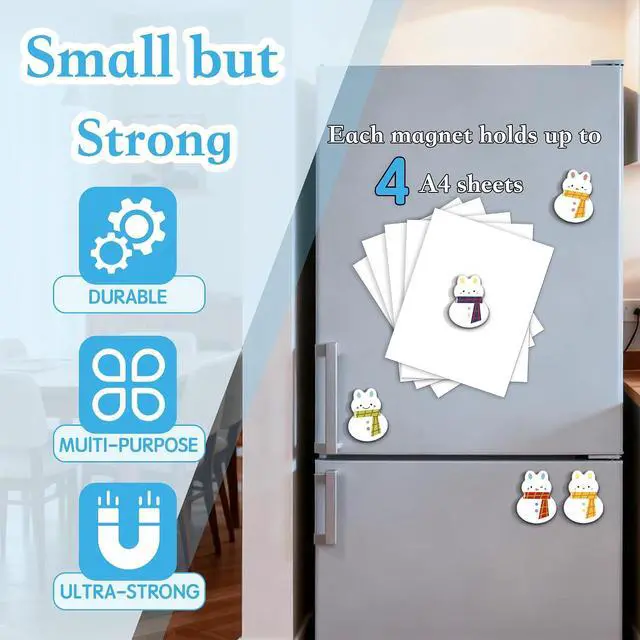 Alt view image 4 of 7 - TYNOGARD16 Pcs Resin Fridge Magnets Snowman Bunny Pattern Refrigerator Magnet Cute Magnetic Small Funny Decorative Designs for Office, Kitchen, Home, School, Locker, Cabinet, Whiteboard & Gift Animal