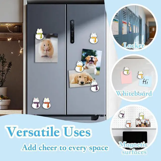 Alt view image 5 of 7 - TYNOGARD16 Pcs Resin Fridge Magnets Snowman Bunny Pattern Refrigerator Magnet Cute Magnetic Small Funny Decorative Designs for Office, Kitchen, Home, School, Locker, Cabinet, Whiteboard & Gift Animal