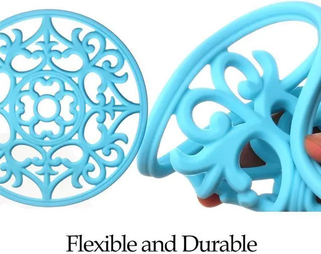 Alt view image 3 of 7 - ME.FAN Trivets for Dishes/Pots/Pans, 3 Pcs Silicone Mats, Flexible/Durable/Non Slip Hot Pads to Protect Table and Counter Top (Teal Blue)