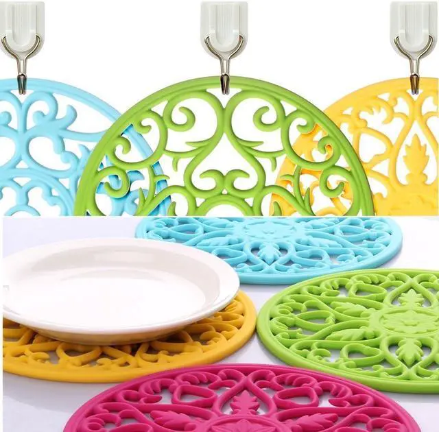 Alt view image 5 of 7 - ME.FAN Trivets for Dishes/Pots/Pans, 3 Pcs Silicone Mats, Flexible/Durable/Non Slip Hot Pads to Protect Table and Counter Top (Teal Blue)