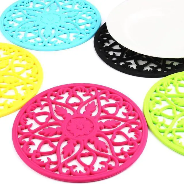 Alt view image 7 of 7 - ME.FAN Trivets for Dishes/Pots/Pans, 3 Pcs Silicone Mats, Flexible/Durable/Non Slip Hot Pads to Protect Table and Counter Top (Teal Blue)