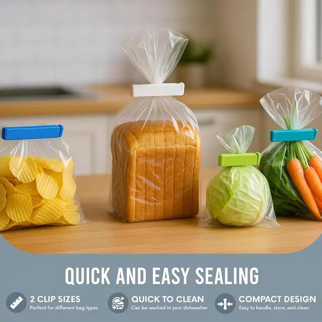 Alt view image 4 of 7 - LINDEN SWEDEN Twixit! Bag Clips - Set of 15 - Keep Food Fresh, Prevent Spillage - Great for Storage and Organization - Microwave, Freezer and Dishwasher-Safe - BPA-Free