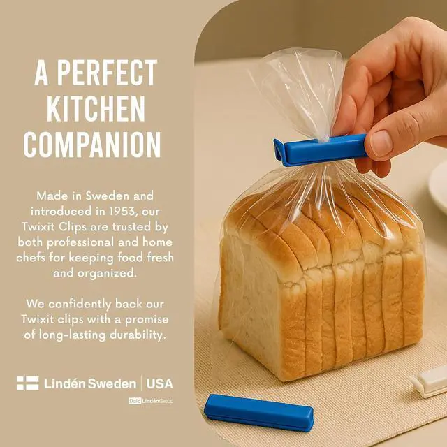 Alt view image 7 of 7 - LINDEN SWEDEN Twixit! Bag Clips - Set of 15 - Keep Food Fresh, Prevent Spillage - Great for Storage and Organization - Microwave, Freezer and Dishwasher-Safe - BPA-Free