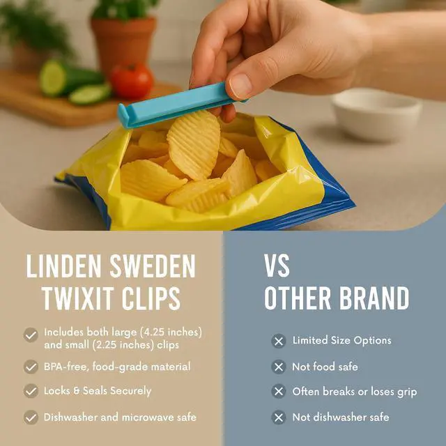 Alt view image 6 of 7 - LINDEN SWEDEN Twixit! Bag Clips - Set of 15 - Keep Food Fresh, Prevent Spillage - Great for Storage and Organization - Microwave, Freezer and Dishwasher-Safe - BPA-Free