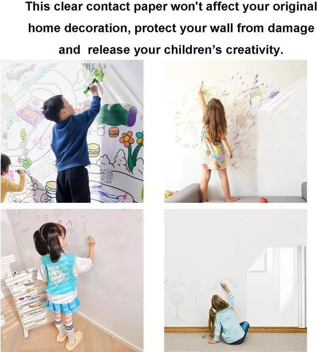 Alt view image 2 of 7 - Clear Peel and Stick Wallpaper, Self-Adhesive Kitchen Backsplash Wall Tile Protector, Oil Proof Waterproof Contact Paper for Kitchen Cabinets, Whiteboard, Shelf Drawer Liner (15.7" x 78.8")