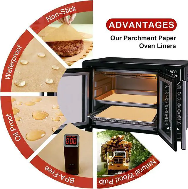 Alt view image 4 of 7 - 120Pcs Air Fryer Parchment Paper Liners Compatible with Gourmia GTF7460 Toaster Oven Air Fryer Combo, Disposable Nonstick Airfryer Paper Sheets Oven Liner for Gourmia French Door Air Fryer Accessories